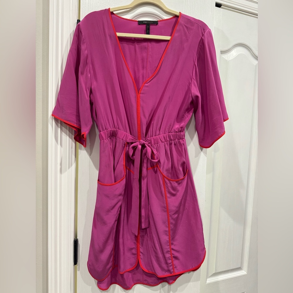 Pink and bright red dress that ties in the front